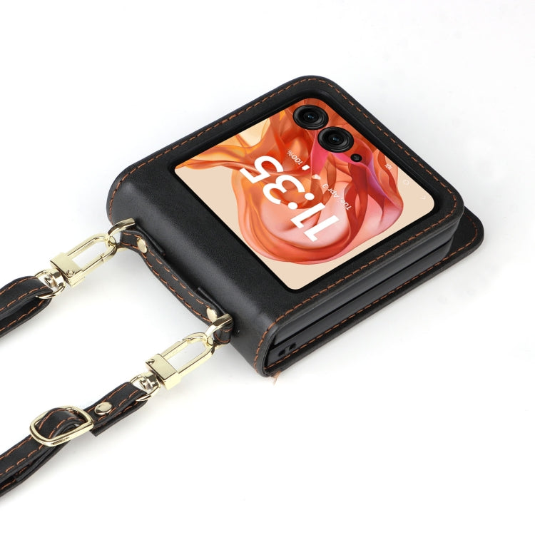 For Motorola Razr 50 Crossbody Card Bag PU Folding Phone Case