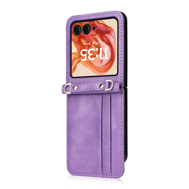 For Motorola Razr 50 Crossbody Card Bag PU Folding Phone Case