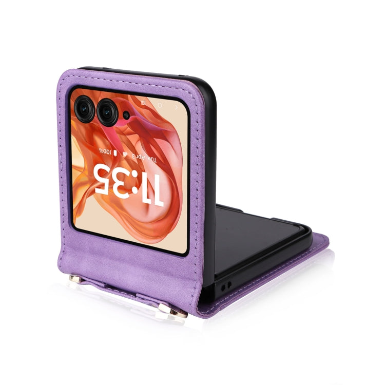 For Motorola Razr 50 Crossbody Card Bag PU Folding Phone Case
