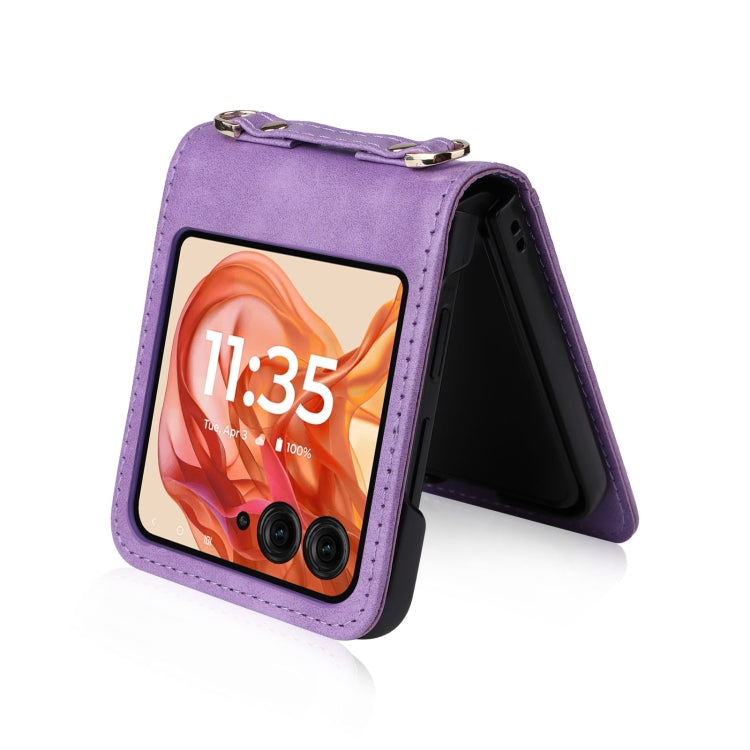 For Motorola Razr 50 Crossbody Card Bag PU Folding Phone Case