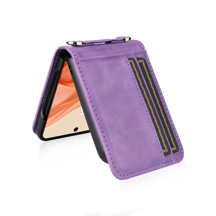 For Motorola Razr 50 Crossbody Card Bag PU Folding Phone Case