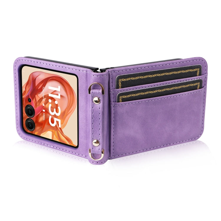 For Motorola Razr 50 Crossbody Card Bag PU Folding Phone Case