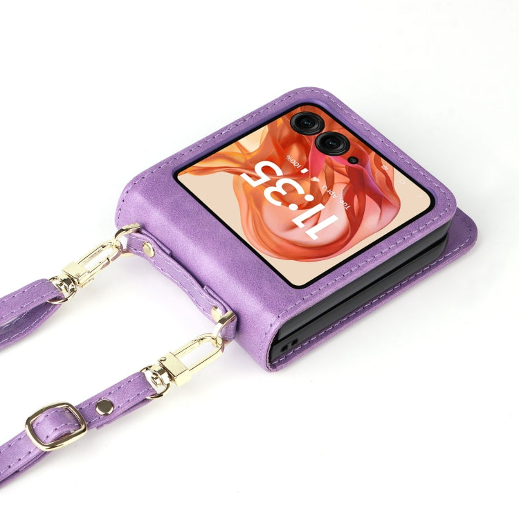 For Motorola Razr 50 Crossbody Card Bag PU Folding Phone Case