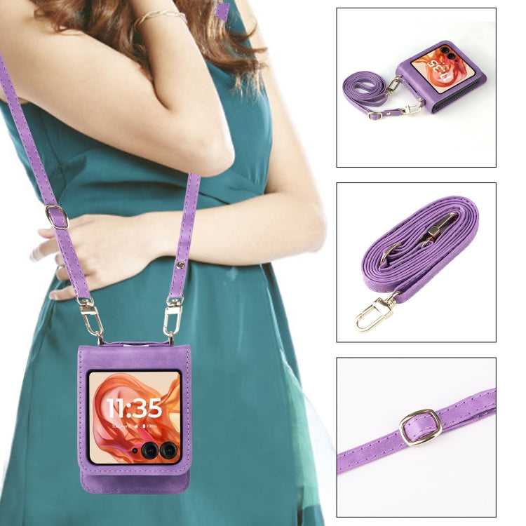 For Motorola Razr 50 Crossbody Card Bag PU Folding Phone Case