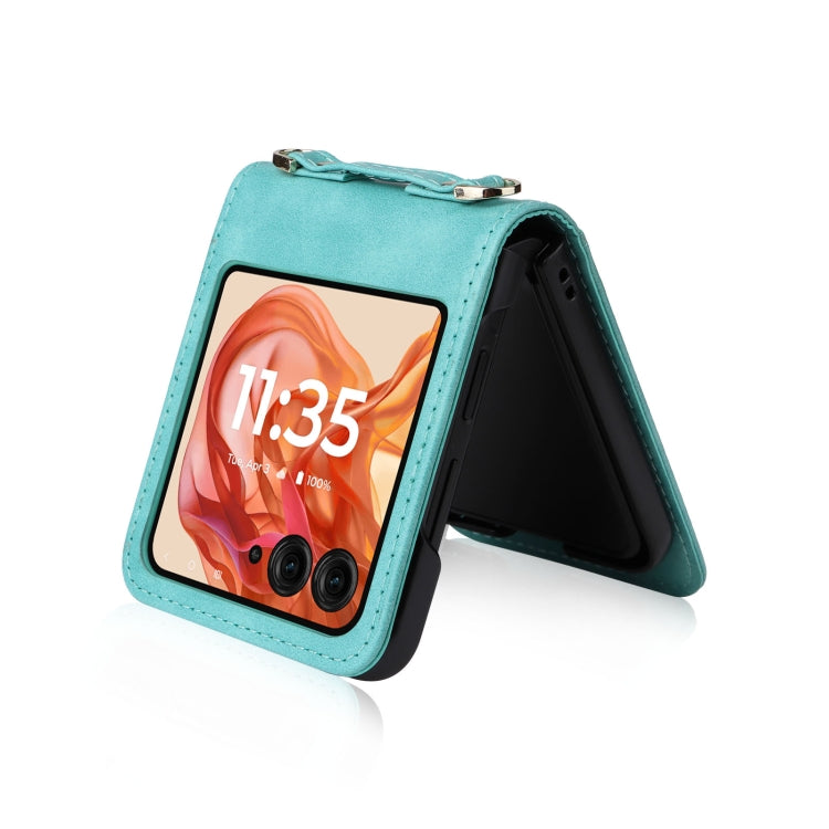 For Motorola Razr 50 Crossbody Card Bag PU Folding Phone Case