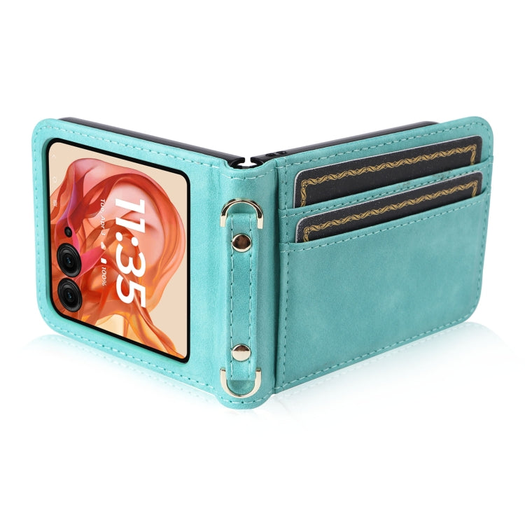 For Motorola Razr 50 Crossbody Card Bag PU Folding Phone Case