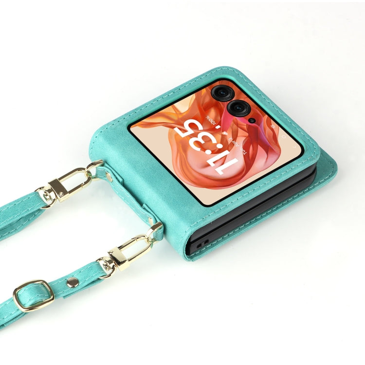 For Motorola Razr 50 Crossbody Card Bag PU Folding Phone Case