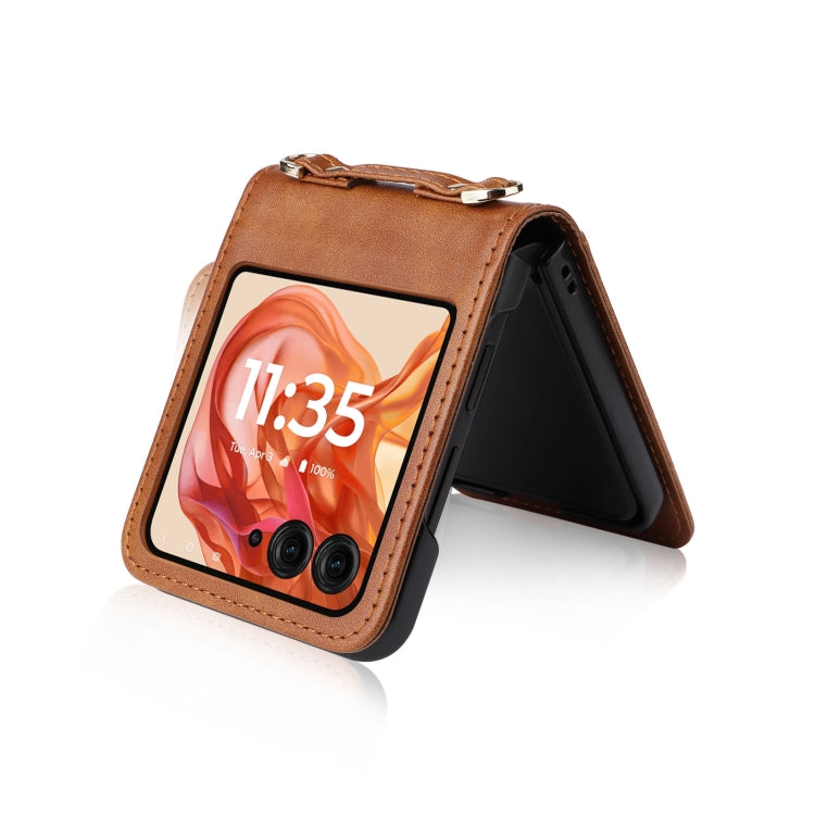 For Motorola Razr 50 Crossbody Card Bag PU Folding Phone Case