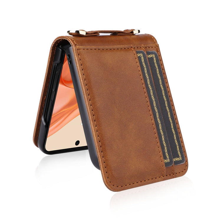 For Motorola Razr 50 Crossbody Card Bag PU Folding Phone Case