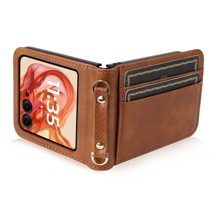 For Motorola Razr 50 Crossbody Card Bag PU Folding Phone Case