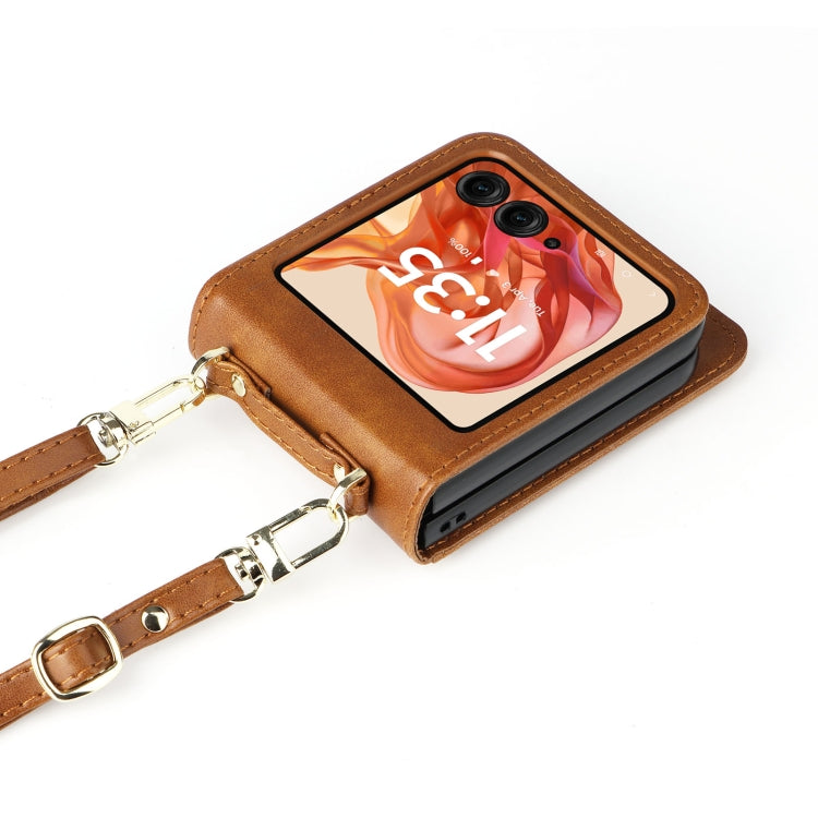 For Motorola Razr 50 Crossbody Card Bag PU Folding Phone Case