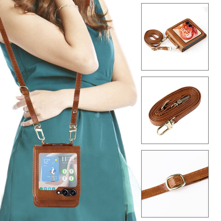 For Motorola Razr 50 Crossbody Card Bag PU Folding Phone Case
