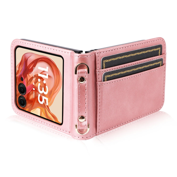 For Motorola Razr 50 Crossbody Card Bag PU Folding Phone Case