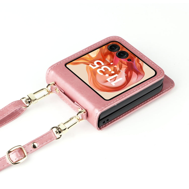 For Motorola Razr 50 Crossbody Card Bag PU Folding Phone Case