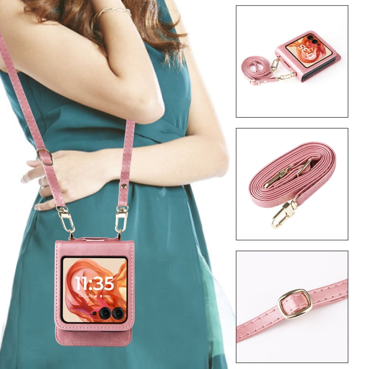 For Motorola Razr 50 Crossbody Card Bag PU Folding Phone Case