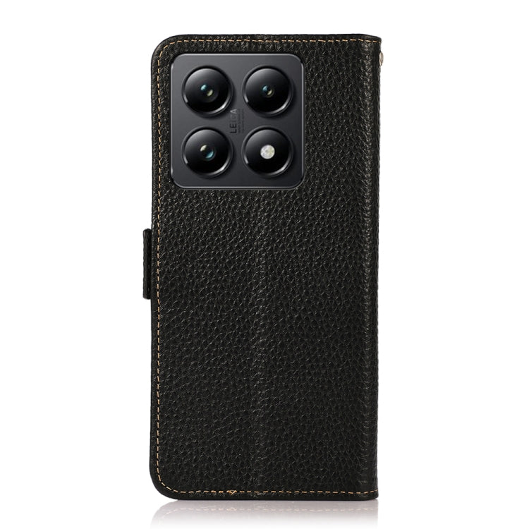For Xiaomi 14T KHAZNEH Side-Magnetic Litchi Genuine Leather RFID Phone Case