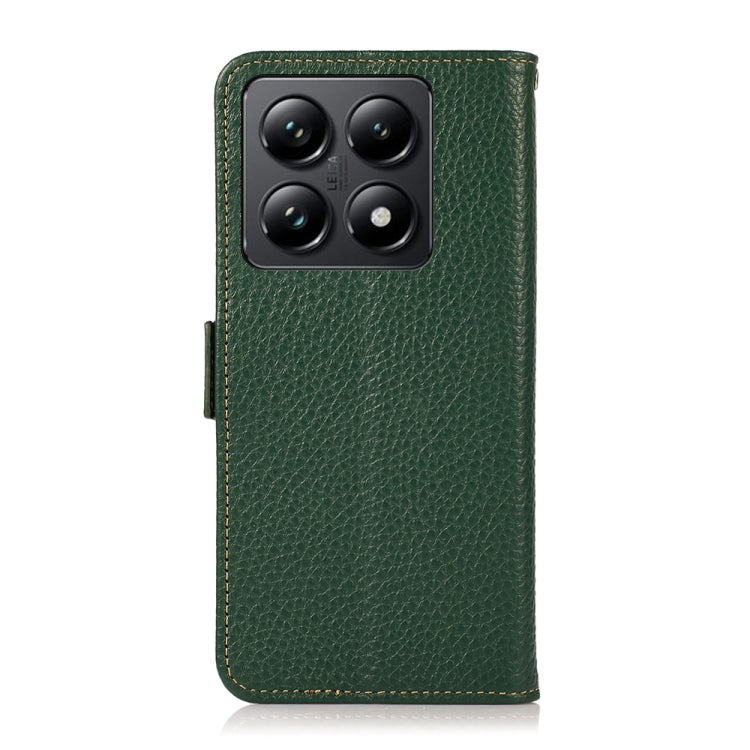 For Xiaomi 14T KHAZNEH Side-Magnetic Litchi Genuine Leather RFID Phone Case