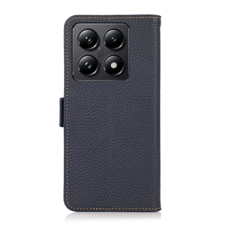 For Xiaomi 14T Pro KHAZNEH Side-Magnetic Litchi Genuine Leather RFID Phone Case
