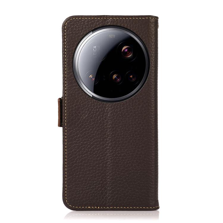 For Xiaomi 15 Ultra KHAZNEH Side-Magnetic Litchi Genuine Leather RFID Phone Case