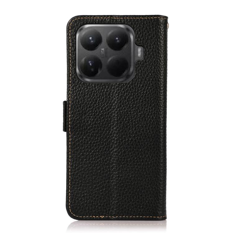For Xiaomi 15T Pro 5G KHAZNEH Side-Magnetic Litchi Genuine Leather RFID Phone Case