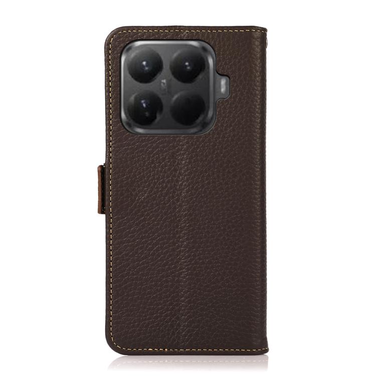 For Xiaomi 15T Pro 5G KHAZNEH Side-Magnetic Litchi Genuine Leather RFID Phone Case