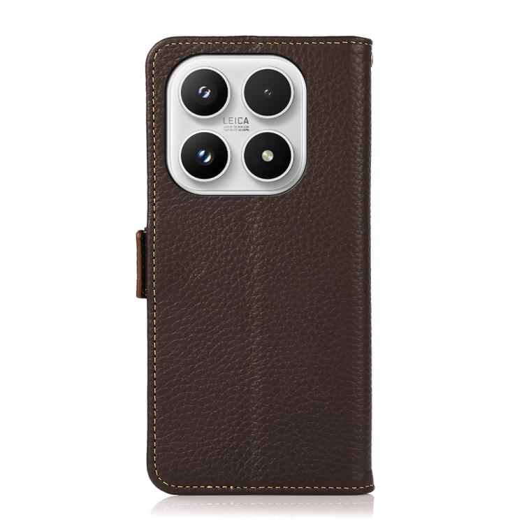 For Xiaomi 17 KHAZNEH Side-Magnetic Litchi Genuine Leather RFID Phone Case
