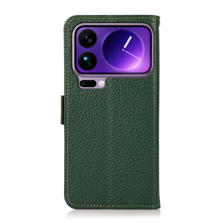 For Xiaomi 17 Pro KHAZNEH Side-Magnetic Litchi Genuine Leather RFID Phone Case