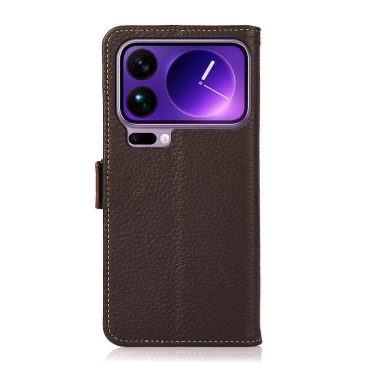For Xiaomi 17 Pro KHAZNEH Side-Magnetic Litchi Genuine Leather RFID Phone Case