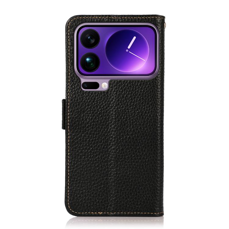 For Xiaomi 17 Pro Max KHAZNEH Side-Magnetic Litchi Genuine Leather RFID Phone Case