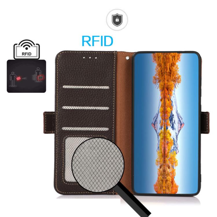 For Xiaomi 17 Pro Max KHAZNEH Side-Magnetic Litchi Genuine Leather RFID Phone Case