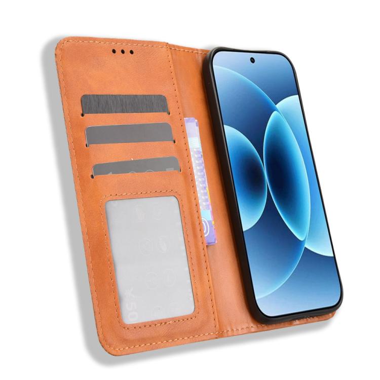 For Xiaomi 17 Magnetic Buckle Retro Texture Leather Phone Case