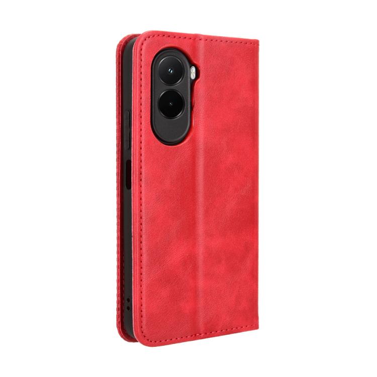 For Xiaomi Poco M7 4G 171mm Magnetic Buckle Retro Texture Leather Phone Case