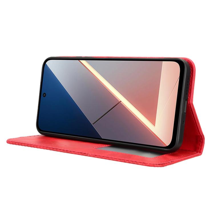 For Xiaomi Poco M7 4G 171mm Magnetic Buckle Retro Texture Leather Phone Case