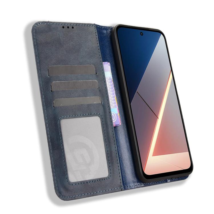 For Xiaomi Poco M7 4G 171mm Magnetic Buckle Retro Texture Leather Phone Case