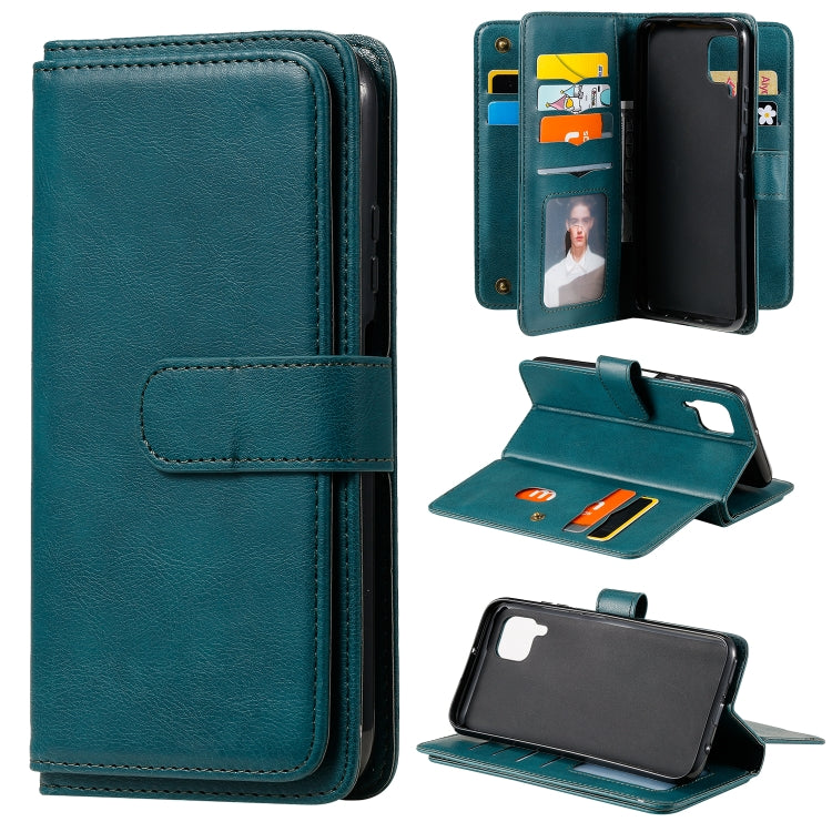 For Huawei P40 Lite Multifunctional Magnetic Copper Buckle Horizontal Flip Solid Color Leather Case with 10 Card Slots & Wallet & Holder & Photo Frame