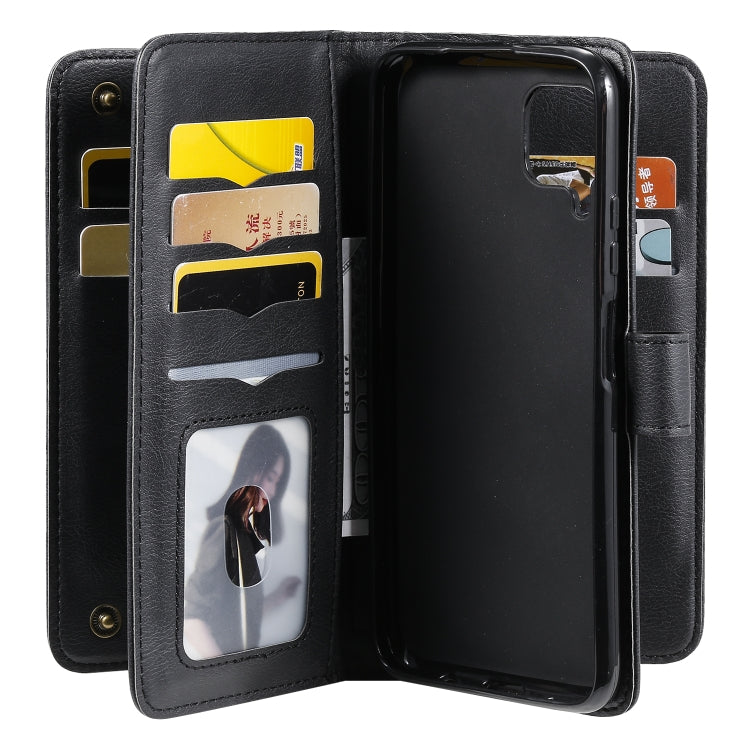 For Huawei P40 Lite Multifunctional Magnetic Copper Buckle Horizontal Flip Solid Color Leather Case with 10 Card Slots & Wallet & Holder & Photo Frame
