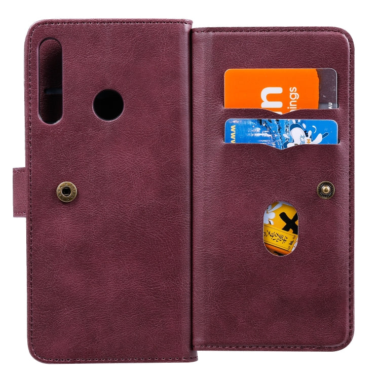 For Huawei P40 Lite E Multifunctional Magnetic Copper Buckle Horizontal Flip Solid Color Leather Case with 10 Card Slots & Wallet & Holder & Photo Frame