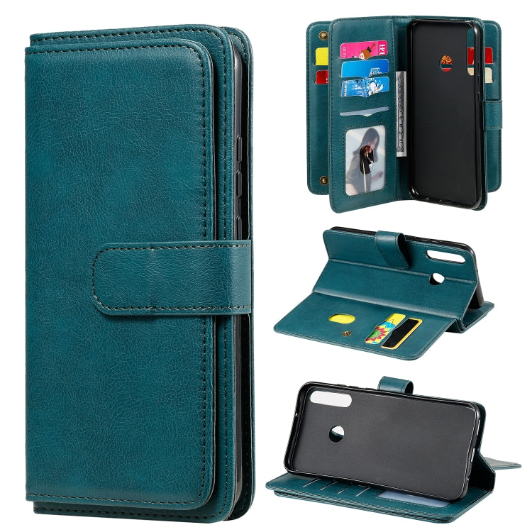For Huawei P40 Lite E Multifunctional Magnetic Copper Buckle Horizontal Flip Solid Color Leather Case with 10 Card Slots & Wallet & Holder & Photo Frame