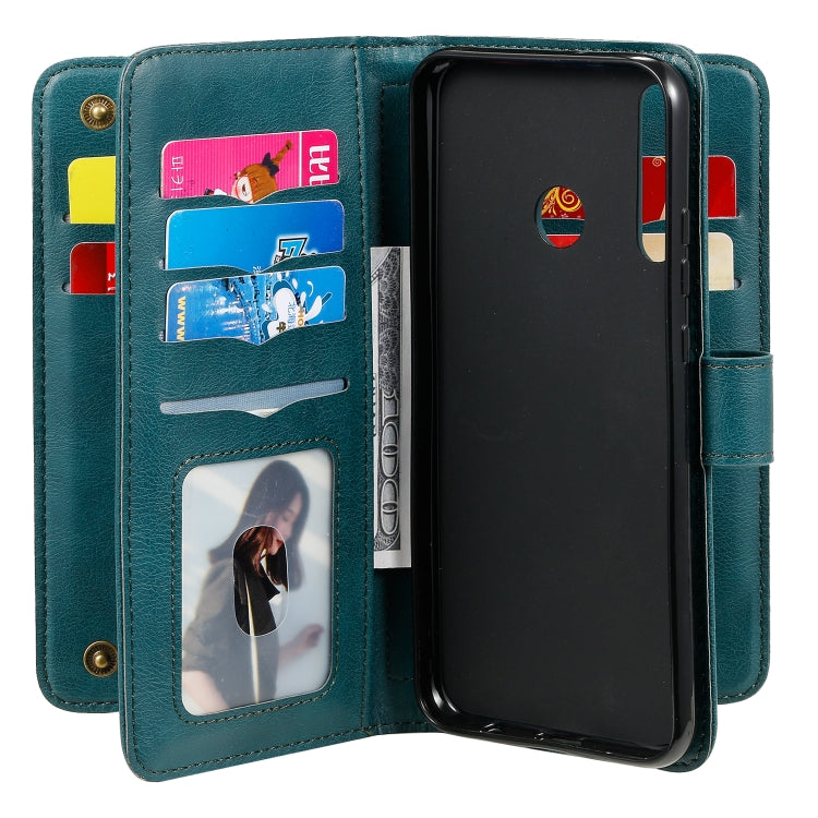 For Huawei P40 Lite E Multifunctional Magnetic Copper Buckle Horizontal Flip Solid Color Leather Case with 10 Card Slots & Wallet & Holder & Photo Frame