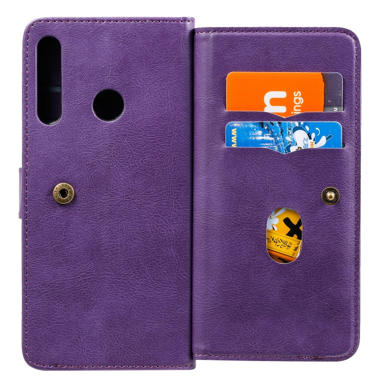 For Huawei P40 Lite E Multifunctional Magnetic Copper Buckle Horizontal Flip Solid Color Leather Case with 10 Card Slots & Wallet & Holder & Photo Frame