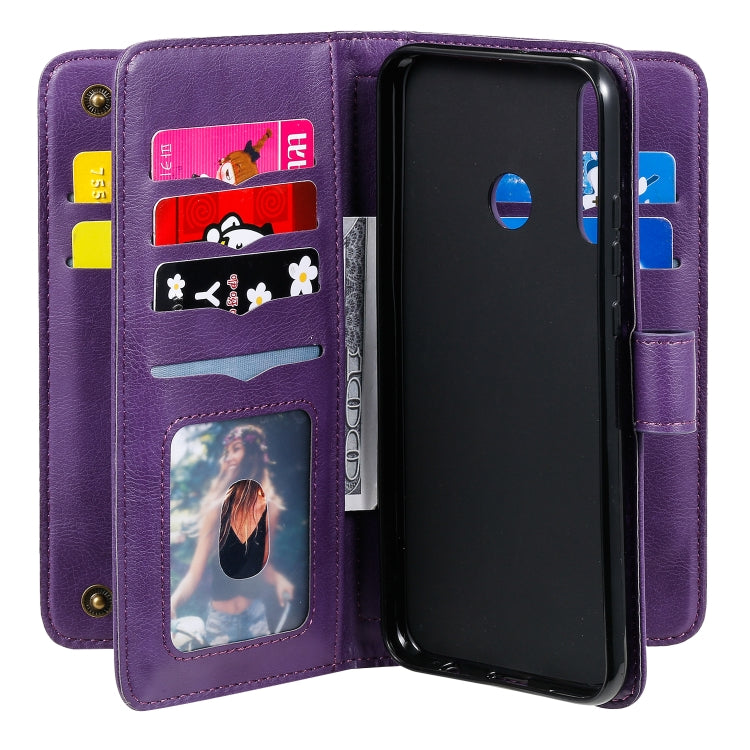 For Huawei P40 Lite E Multifunctional Magnetic Copper Buckle Horizontal Flip Solid Color Leather Case with 10 Card Slots & Wallet & Holder & Photo Frame
