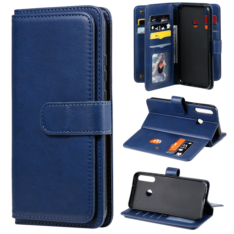For Huawei P40 Lite E Multifunctional Magnetic Copper Buckle Horizontal Flip Solid Color Leather Case with 10 Card Slots & Wallet & Holder & Photo Frame