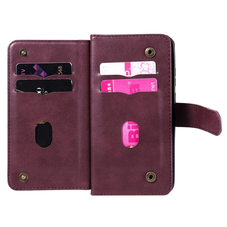 For Huawei P Smart(2020) Multifunctional Magnetic Copper Buckle Horizontal Flip Solid Color Leather Case with 10 Card Slots & Wallet & Holder & Photo Frame