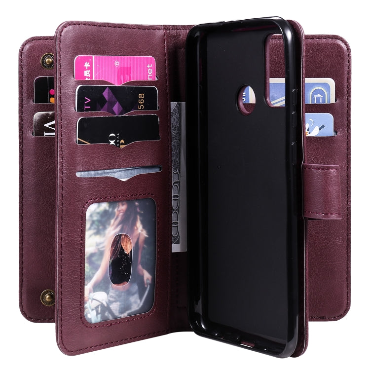 For Huawei P Smart(2020) Multifunctional Magnetic Copper Buckle Horizontal Flip Solid Color Leather Case with 10 Card Slots & Wallet & Holder & Photo Frame