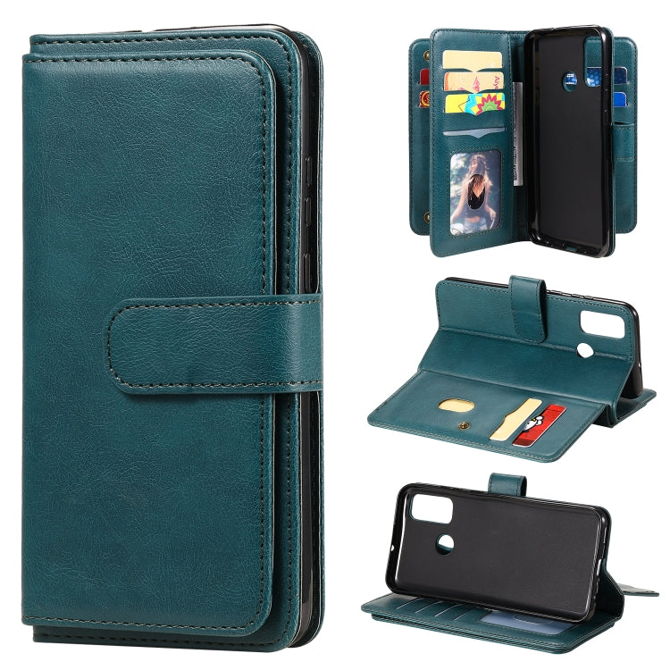 For Huawei P Smart(2020) Multifunctional Magnetic Copper Buckle Horizontal Flip Solid Color Leather Case with 10 Card Slots & Wallet & Holder & Photo Frame