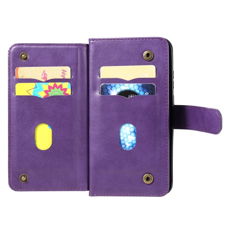 For Huawei P Smart(2020) Multifunctional Magnetic Copper Buckle Horizontal Flip Solid Color Leather Case with 10 Card Slots & Wallet & Holder & Photo Frame