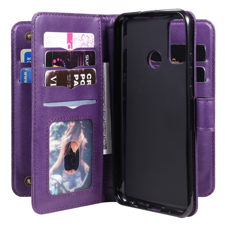 For Huawei P Smart(2020) Multifunctional Magnetic Copper Buckle Horizontal Flip Solid Color Leather Case with 10 Card Slots & Wallet & Holder & Photo Frame