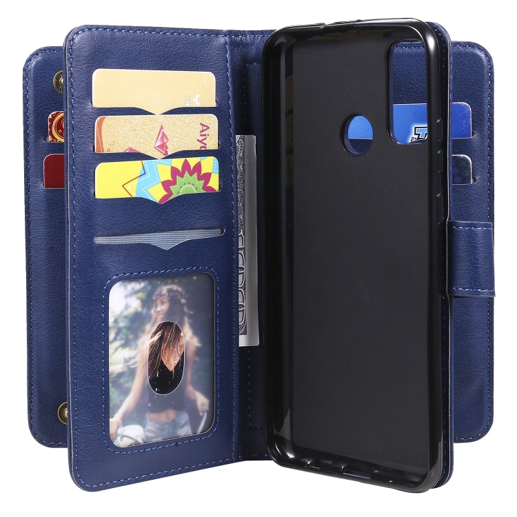 For Huawei P Smart(2020) Multifunctional Magnetic Copper Buckle Horizontal Flip Solid Color Leather Case with 10 Card Slots & Wallet & Holder & Photo Frame