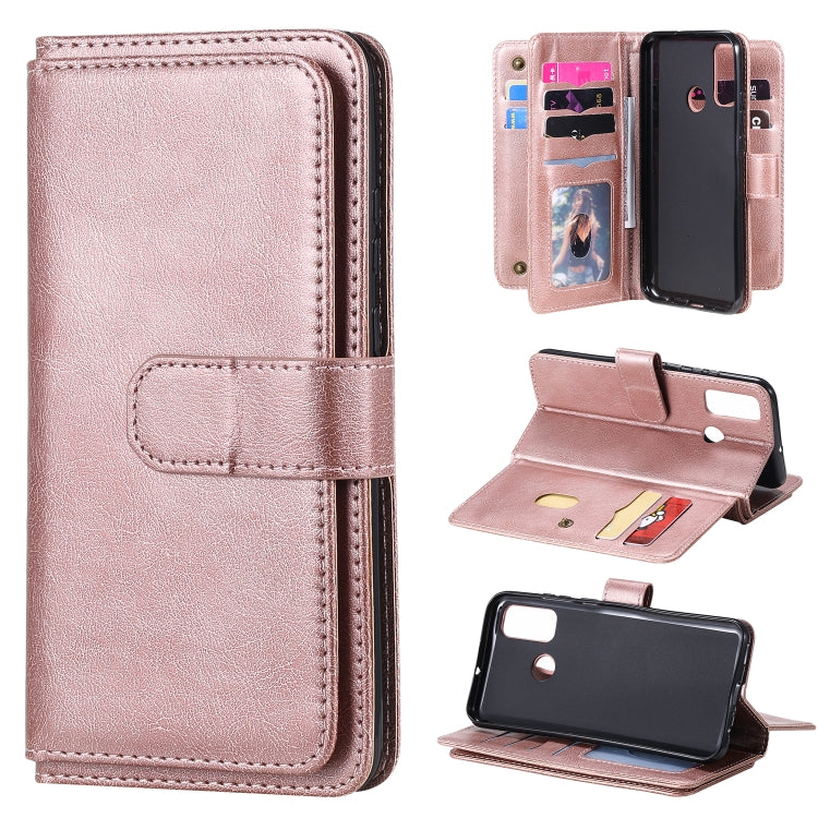 For Huawei P Smart(2020) Multifunctional Magnetic Copper Buckle Horizontal Flip Solid Color Leather Case with 10 Card Slots & Wallet & Holder & Photo Frame