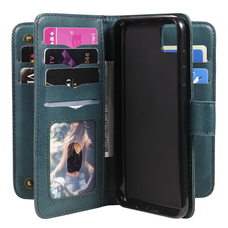 For Huawei Y5P / 9S Multifunctional Magnetic Copper Buckle Horizontal Flip Solid Color Leather Case with 10 Card Slots & Wallet & Holder & Photo Frame